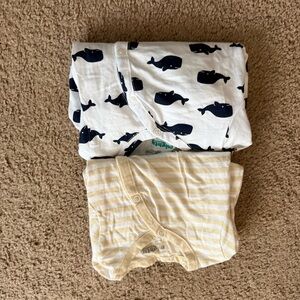 🦄Whale Print and Striped Baby Onesies
